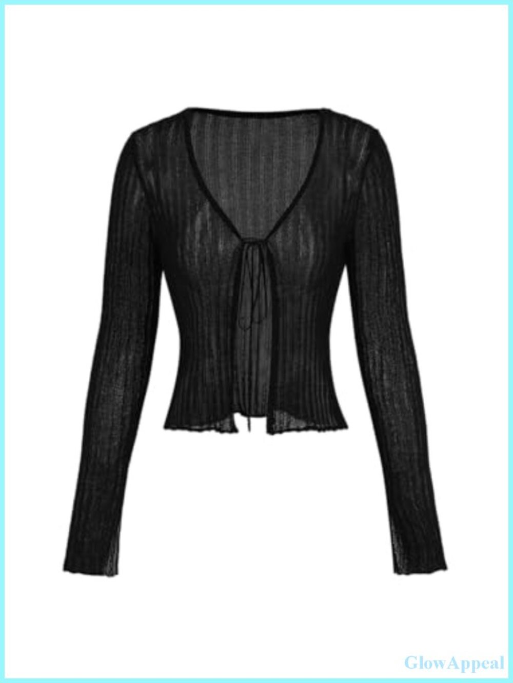 CIDER Tie Front Crochet Shrug Cardigan Women V-Neck Knit